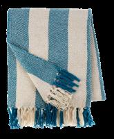 Blue & Natural Wide Vertical Stripe Throw