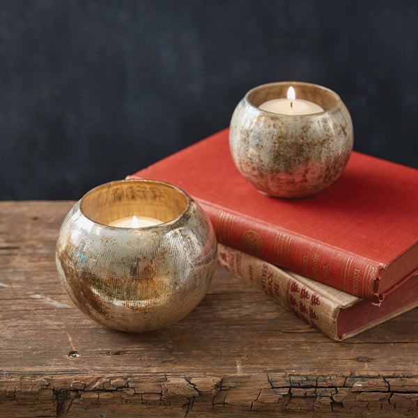 Set of Two Mica Tea Light Holders