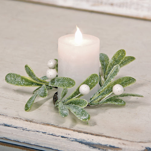 Glittered Mistletoe Candle Ring