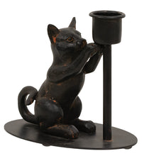 Load image into Gallery viewer, Playful Cat Iron Taper Candle Holder