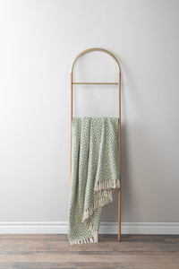 Natural & Green Diamond Woven Throw