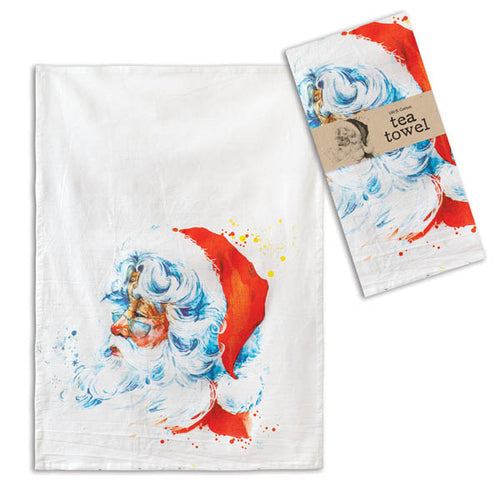 Watercolor Santa Claus Tea Towel