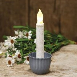 Graywashed Metal Fluted Candle Cup